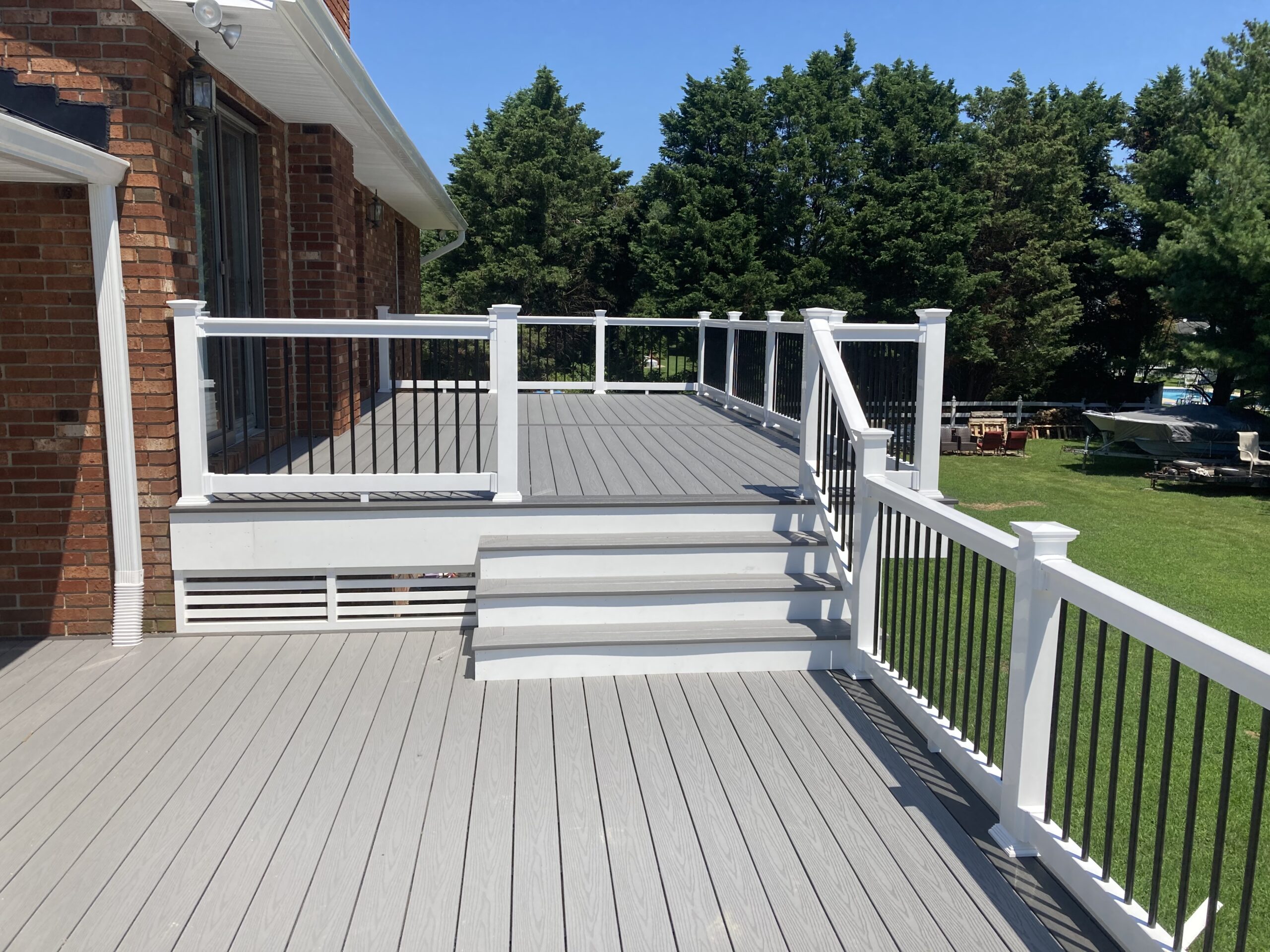 Gorgeous and large brand new deck installation with two levels.