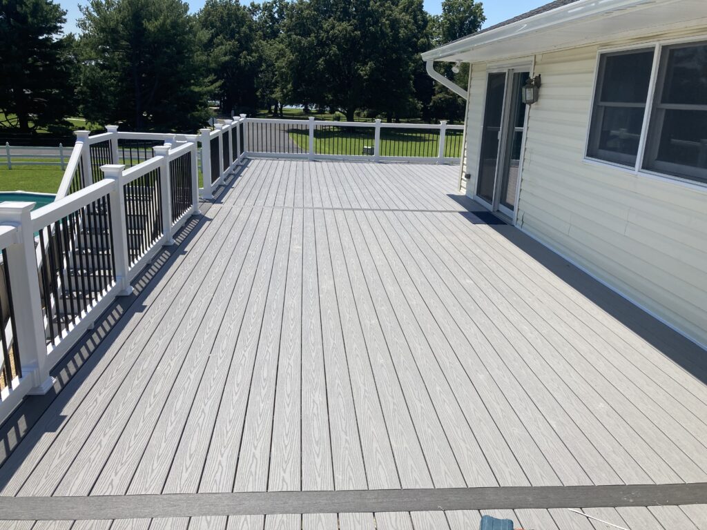The large stunning deck installation from the previous photo wraps around the house.